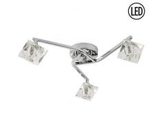 Britalia PER1001LED Perugino Deckenleuchte mit Wirbelarm aus poliertem Chrom und klarem Glas, halbbündig, inklusive 3 x LED G9 Lampen, 7,5 W, Chrom