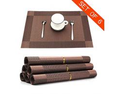 Spardar Platzdeckchen für Esstisch, 6 Stück, gewebtes Vinyl, rutschfest, abwaschbar, Geschenk für Mutter 30 x 45 cm D1-6pcs