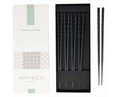 Mintrico Essstäbchen, Wiederverwendbar, Japanischer Stil, 5 Paar, spülmaschinenfest, gewellt