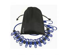 STARLY Life Verstellbare elastische Schirmhaspel mit Clips und positionieren Kugeln mit tragbar winddicht Seil zum Aufhängen rutschsicheren Wäscheleine mit Kordelzug Wäschesack Dark Blau Hellblau Lila dunkelblau