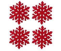 Azude Weihnachtsdekoration, süßes rotes Filz, Schneeflocke, Getränke, Wein, Kaffeetassen, Untersetzer, Set für Weihnachten, Urlaub, Dekoration, 4 Stück