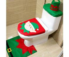 IBLUELOVER Weihnachts-WC-Sitzbezug Dekro Weihnachtsmann Schneemann Elch WC Abdeckung und Vorleger Set Tankdeckel Abdeckung für Party Weihnachten Dekoration Badezimmer Set one Size weihnachtsmann
