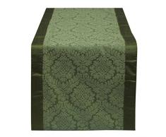 Tisch Läufer perfekt für kleine Tisch, runder Tisch, Seite, Ecke & Center Tisch – Durch die weiße Blütenblätter, Polyester-Mischgewebe, Green Border, 14x120 inch