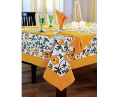 Bunte Multicolor Baumwolle Floral Tischdecken Tabellen 137 Cm x 137 Cm, gelbes Border