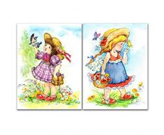 Anna Homey Wandbild für Kinder, Motiv süßes Mädchen, 30,5 x 40,6 cm, 2 Stück