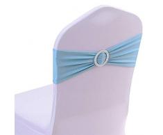 AHAPPY 10 Stück Spandex Stuhlhussen Stretch Band mit Schnalle Schiebescheibe Schleife für Hochzeit Party Bankett Weihnachten Thanksgiving Baby Shower Dekoration himmelblau