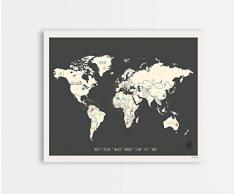 Weltkarte, Welt, Vintage Travel Map Personalisierte Weltkarte, 24 x 18 Wand Kunstdruck, Kinder Art Wand Karte,, Kid Travel Map, Planokarte, Nature Zeichen Kinderzimmer Dekor, Kid s Kunst, Kid s Decor