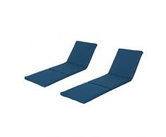 Christopher Knight Home 303998 Jessica Outdoor Chaise Lounge Cushion (Set of 2), Blue