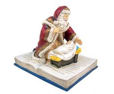 Gifts Of Faith Weihnachtsfigur Kniender Weihnachtsmann auf Bibel, Kunstharz, 20 cm