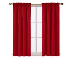 deconovo Home Dekorationen Rod Pocket Vorhänge Verdunklungsvorhänge isoliert Verdunkeln Gardinen 1 Paar 106,7 cm, Polyester-Mischgewebe, True Red, 42x63 Inch