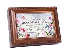 Cottage Garden Granddaughter My Heart Smile Spieluhr, Holzmaserung, mit Seil