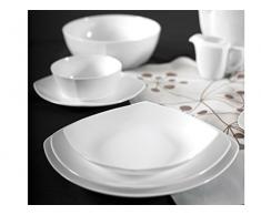H&H Salatschüssel Quadratisch, Bone China, Weiß, 22,5 cm