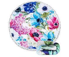 Rund Strandtuch Große Flamingo Quaste Wasser saugfähig Mikrofaser Decke Strandtuch 149,9 cm Floral 2