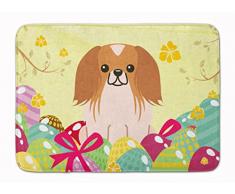 Carolines Treasures Fußmatte, Ostereier, Pekingnese Rot / Weiß, maschinenwaschbar