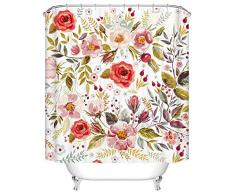 Duschvorhang-Set, Kaktuspflanzen, mit Haken, Botanisches Aquarell-Muster mit Kaktus, Sukkulenten, Blumen, Zweigen, Federn und Pfeilen, wasserdichte Stoff-Badevorhänge für Badezimmer, 183 x 183 cm 72 x 72 Inch Mutil 2