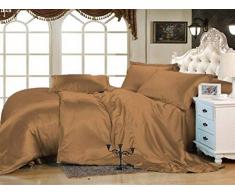 Roch Leinen Farbe 4 Satin Bettwäsche Set-Silky glatten, Super Soft, Falten und farbbeständig Satin Bettwäsche Set by California King Taupe