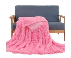 soffte Cloud Weich Warm Fuzzy langem Plüsch Fannel Decke Überwurf leicht Cozy Bett-Couch Decke, Flanell, hellrosa, Throw(51x63)