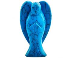rockcloud Schutzengel mit Kristallsteinen, geschnitzt, 7,6 cm 3 Blue Howlite Turquoise