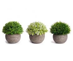 MoonLa Künstliche Pflanzen, Topf, künstliche Mini-Pflanze, grünes Gras, Blume, Formschnitt, Sträucher in grauem Topf für Badezimmer, Zuhause, Dekoration (3er-Set)