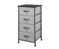 iDesign Basic Kommode mit 4 Schubladen, schmaler Beistelltisch fürs Wohnzimmer oder Schlafzimmer aus Metall und Stoff, graphitgrau