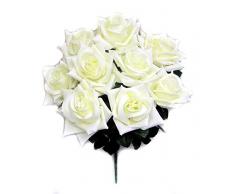 Admired By Nature Künstliche Rosenstrauß, 9 Stiele für Muttertag oder Dekoration für Zuhause, Restaurant, Büro und Hochzeit, 2 Stück cremefarben