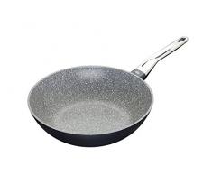 KitchenCraft MCMWOK28 MasterClass Antihaftbeschichteter Wok aus Aluminiumguss, für Induktionskochfelder geeignet, 28 cm (11), Edelstahl, grau