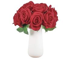 UArtlines Künstliche Pfingstrose, Seidenblume für Zuhause, Büro, Hochzeit, Party, Festival, Bar-Dekoration, 2 Stück Rose 12 Head Red