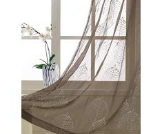 Gold Dandelion Vorhänge mit weißen Blättern, mit Stickerei-Muster, niedliches Efeu, Blumenmuster, für Wohnzimmer, transparent und weich, 137 cm breit x 160 cm lang, 2 Paneele 54x84 Grn