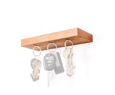 Rackless – Floating, Wand montiert Regal und Magnetschlüssel Rack, in 20,3 cm 25,4 cm & 30,5 cm weiß Eiche massiv, weiß, 8 wide