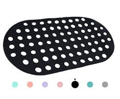 All Pride Bade- und Duschmatte, rutschfest, schimmel- und schimmelresistent, antibakteriell, maschinenwaschbar, Naturkautschuk für Kinder, Umweltfreundliches PVC, Schwarz , Oval