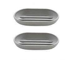 Homeyes Kunststoff Seifenschale Einfachen Stil Seifenhalter Putting Seife Schwamm Schnell trocknendem Seife Tablett für Dusche Badezimmer Küche Spüle ASSESSORY Shaker Small Grau