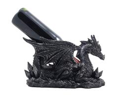 Mythische Guardian Dragon Weinflaschenhalter Statue in Metallic-Look für dekorative Mittelalter und Gothic Decor für Home Bar, Tisch Wine Rack und Office Server Dekorationen oder Rec Raum Geschenke für Herren