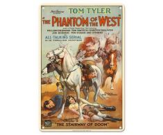 Pacifica Island Art Kunstdruck, Motiv The Phantom of The West: The Stairway of Doom - Western Serial Starring Tom Tyler - Filmposter c.1931 Antik 8 x 12 in Tin Sign Mehrfarbig