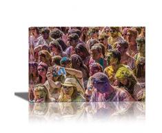 Eurographics Leinwandbild, Bunte Menschen, 61 x 91,4 cm, Beige/Orange/Grün/Elfenbein/Blau