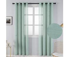 Colokey Vorhang, Leinen, strukturiert, durchscheinend, Einzelpaneel, Schlafzimmer, Wohnzimmer, Balkon W52 x L63 blau