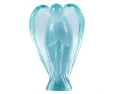 mookaitedecor Kristall Pocket Schutzengel Figur Geschnitzt Edelstein Heilung Statue 7,6 cm Blue Crystal Glass