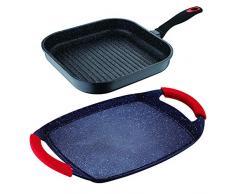 Bergner PK1478 Red Stone-Set mit 2 Grillpfanne, Aluminium