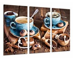 Wandbild - Kaffeetasse mit Keksen, Kaffeestube, Café, 97 x 62 cm, Holzdruck - XXL Format - Kunstdruck, ref.26579