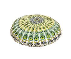 Jaipuri Handloom Crafts Mandala Bodenkissen Sitzkissen Überwurf Hippie Dekorative Abdeckung gelb