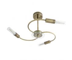 TP24 Ottawa 3,5 Watt 3 33 Arm Deckenleuchte Glas klar antik Messing mit LED Röhre transparent