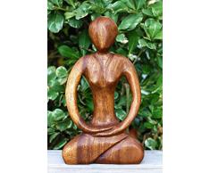 G6 Collection Holz handgefertigt 30,5 cm Yoga Meditation Abstrakt Statue Tranquility Skulptur Figur