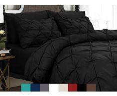 Eleganter Komfort, 3-teiliges Bettbezug-Set mit Knopfleiste, knitterarme Mikrofaser Twin/Twin XL schwarz