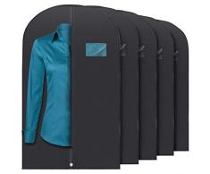 plixio 5 Stück 101,6 cm Kleidersack für Aufbewahrung von Anzüge oder Kleider mit Reißverschluss & Transparent Fenster