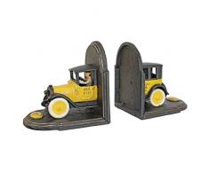 Design Toscano SP215 Buchstützen auf Gusseisen Vintage gelbes Taxi, Ständer und Stützen, Metall, mehrfarbig, 7,75 x 15 x 38 cm