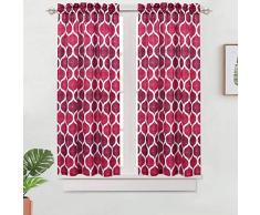 Haperlare Marokkanische Küchen-Vorhang-Set, Küchen-Ebenen-Vorhänge und Volant-Set für Café, Badezimmer, Spalier Design, Wohnzimmer-Vorhang-Sets Tiers| 45 L Rot/Wein