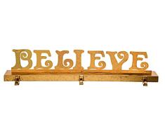 Transpac Believe Kleiderbügel für Weihnachtsstrumpf, Metall, 28 x 15 cm, goldfarben