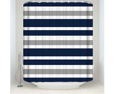 LALADecor Nautisches Dusche Vorhang Marineblau Blau Streifen Polyester-Badezimmer Dekoration-Dusche Vorhänge 36 x 72 inch Blue White Stripe