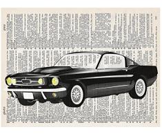 Art N Wordz Classic Black Mustang Car Original Wörterbuchblatt Pop Art Wand oder Schreibtisch Art Poster