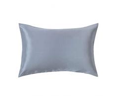 YUNS Kissenbezug, 100% Reine Maulbeerseide, für Haar und Haut, 19 Momme Seide, tiefer Umschlagverschluss, Queen/King-Size, 1 Stück King Nebelblau