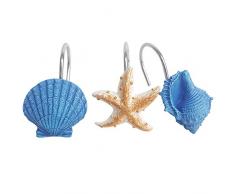 Grace life Set von 12 Seestern Seashell Conch Stil Vorhang für die Dusche Haken rostfrei Ringe Badezimmer Kleiderbügel Kunstharz Dekorative Duschvorhang Haken